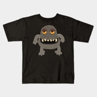 Little Brown Monster | Felt Look | Halloween Sticker Kids T-Shirt